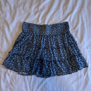 American Eagle Outfitters Blue Floral Ruffle Mini Skirt